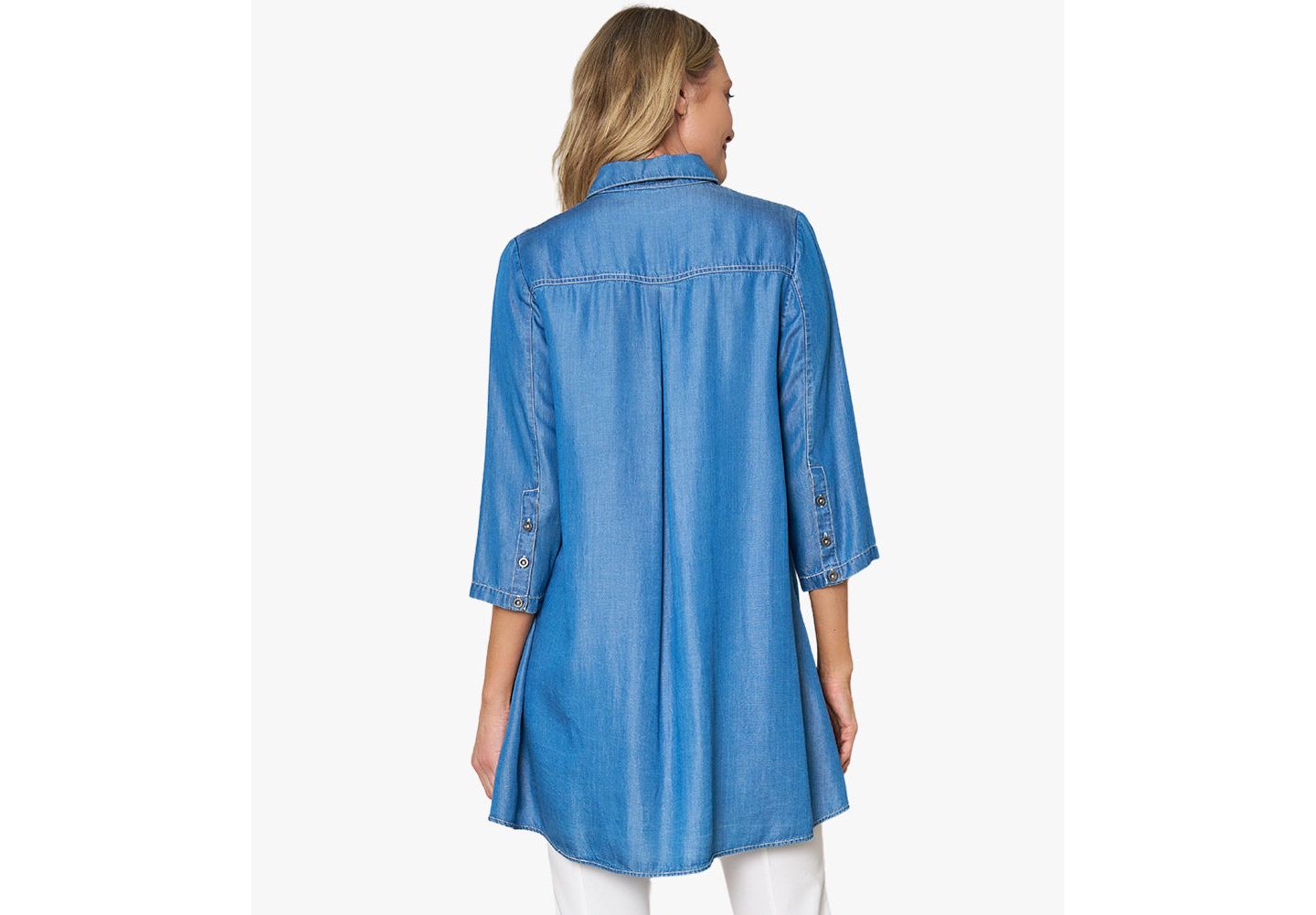 Женский топ Stella Carakasi Collared Quarter Sleeve Button-Front Storyteller Tunic, цвет: Средняя варка — фото 2