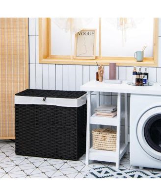 Laundry Hamper with Wheels and Lid-Black