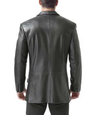 Men's Men Peaked Lapel Two-Button Leather Blazer