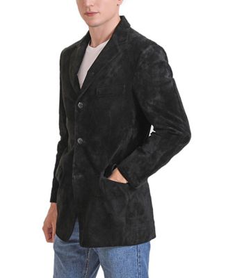 Men Robert Three-Button Suede Leather Blazer