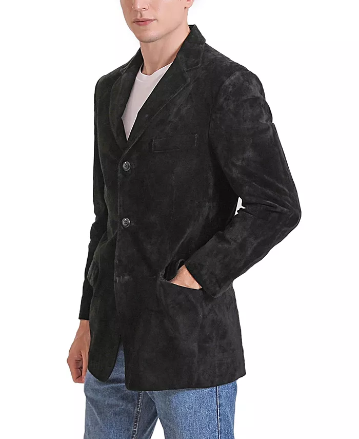Men Robert Three-Button Suede Leather Blazer - thumbnail 3