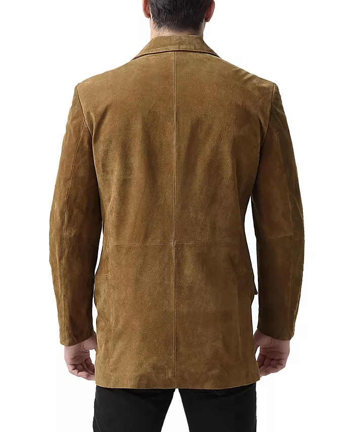 Men Robert Three-Button Suede Leather Blazer - thumbnail 6