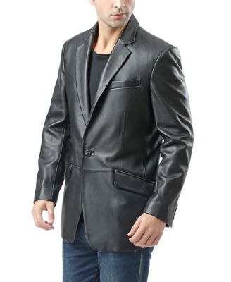 Men John One-Button Leather Blazer