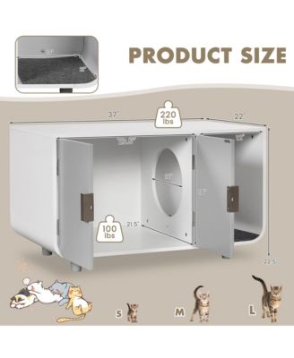 Cat Litter Box Enclosure Furniture Hidden Cat Washroom with Rubber Wood Legs