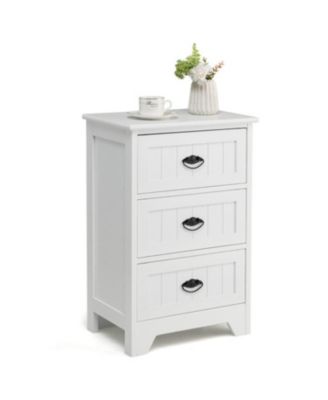 3 Drawers End Storage Wood Side Nightstand
