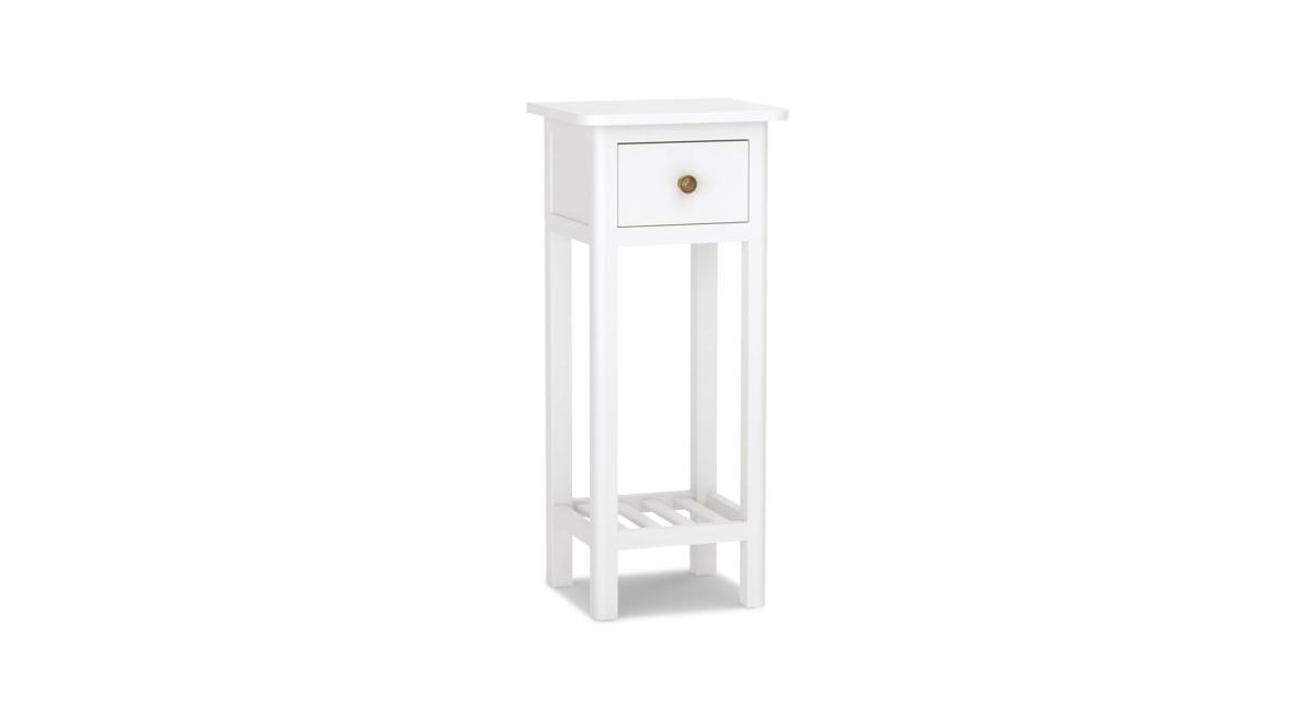 2 Tier Slim Nightstand Bedside Table with Drawer Shelf