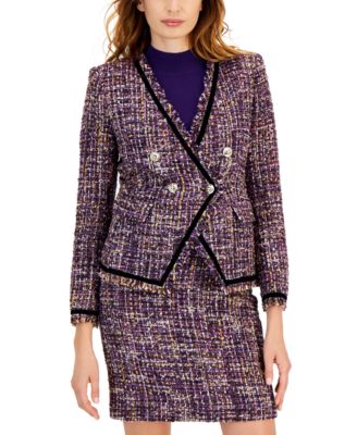 Tahari ASL Womens Suit Separate Velvet Trim Jacket 