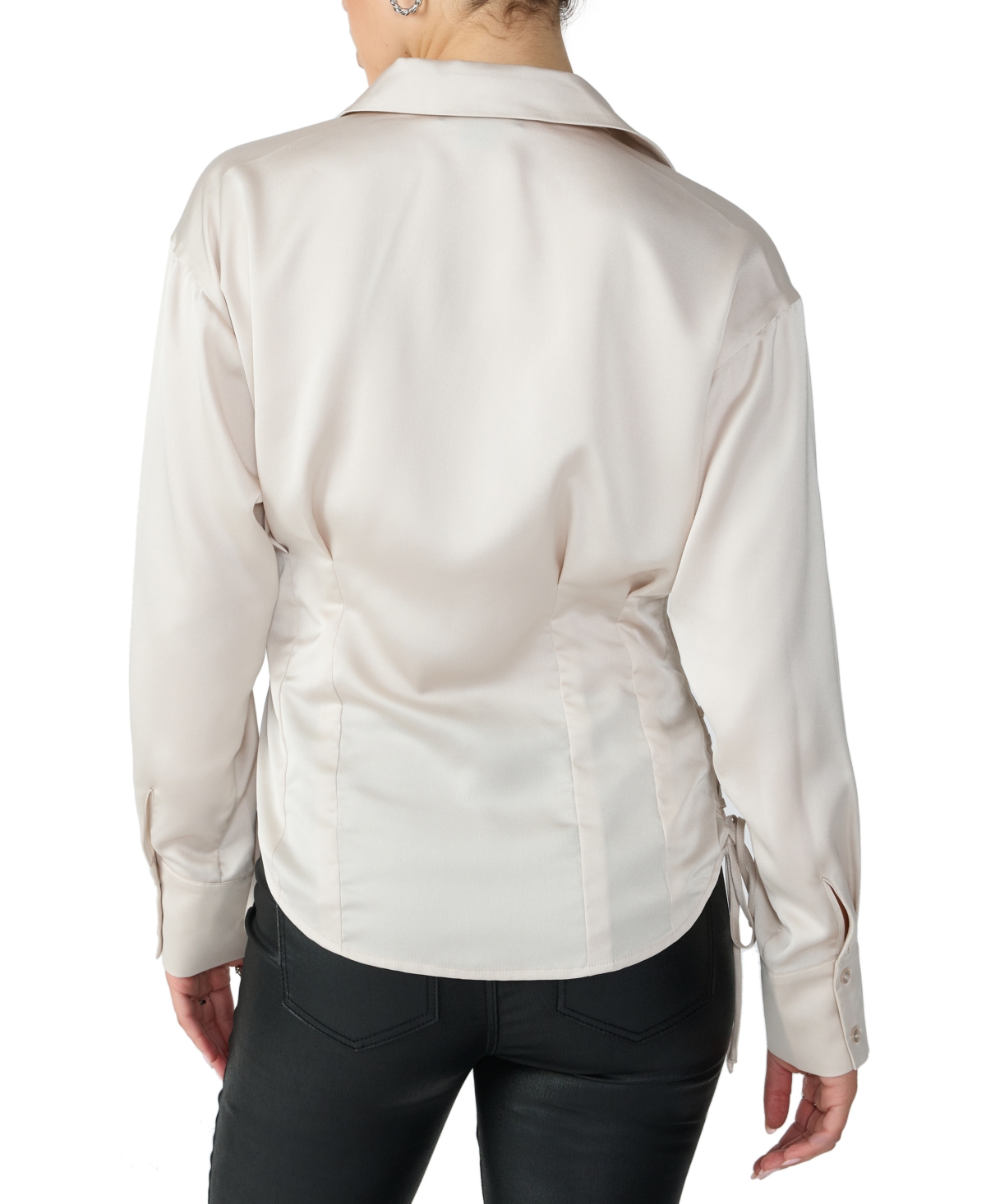 Shop Sanctuary Women's Satin Side-tied Blouse In Toasted Marshmallow