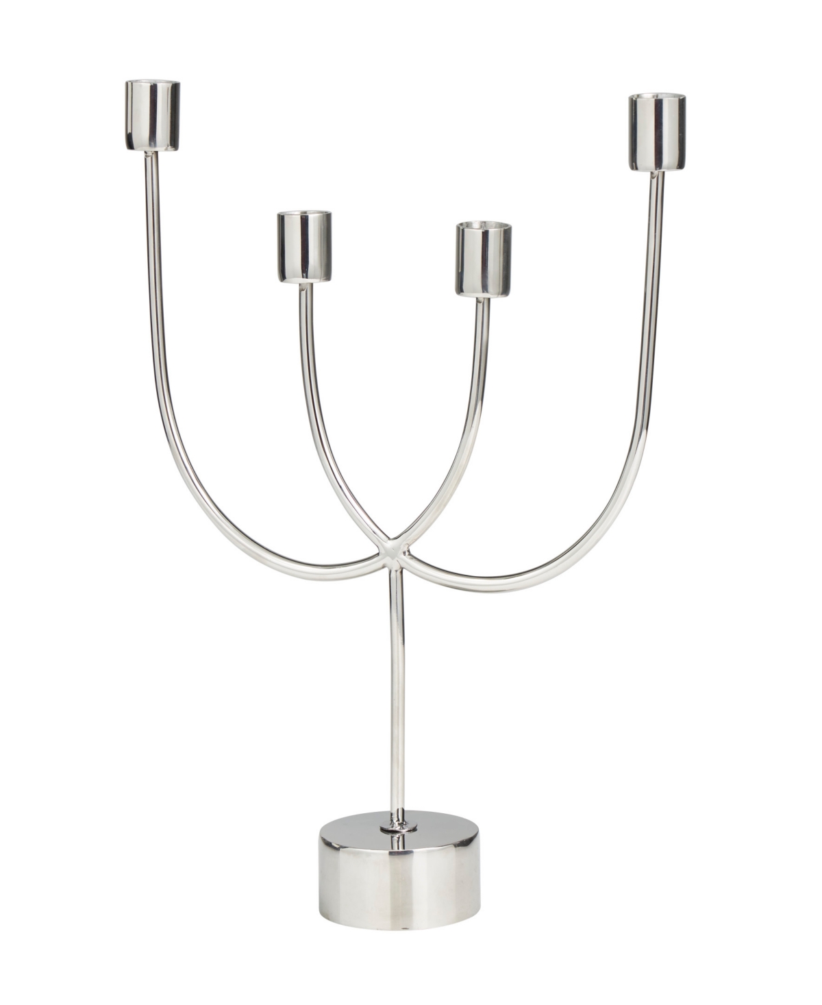The NovogratzStainless Steel Metal Overlapping U-Shaped Candelabra with Round Elevated Base, 11