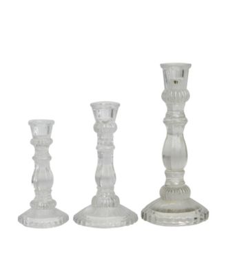 The Novogratz Clear Glass Candle Holder, Set of 3
