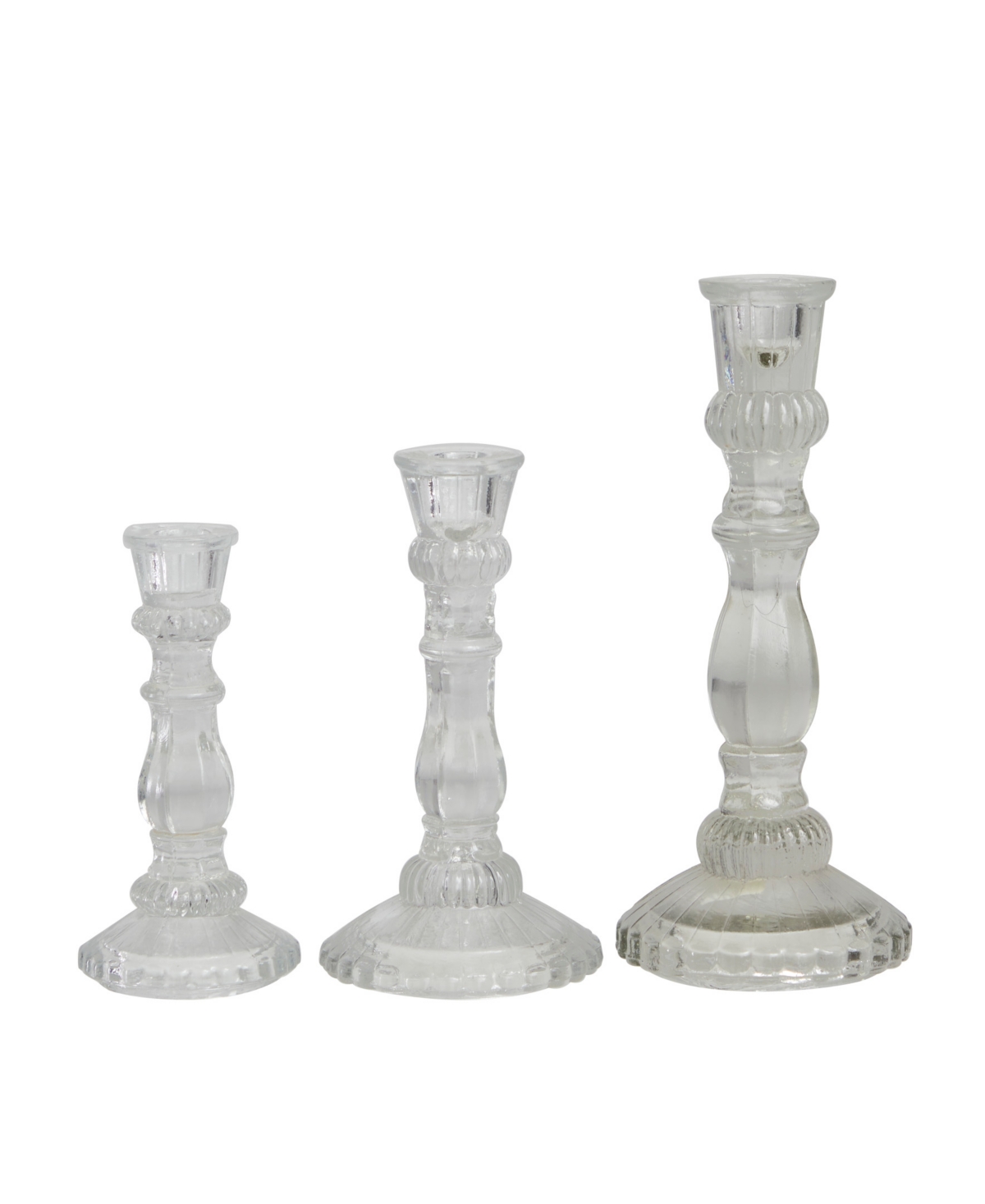 The NovogratzGlass Candle Holder, Set of 3 - Clear