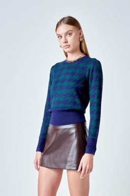 Women's Knit Houndstooth Sweater