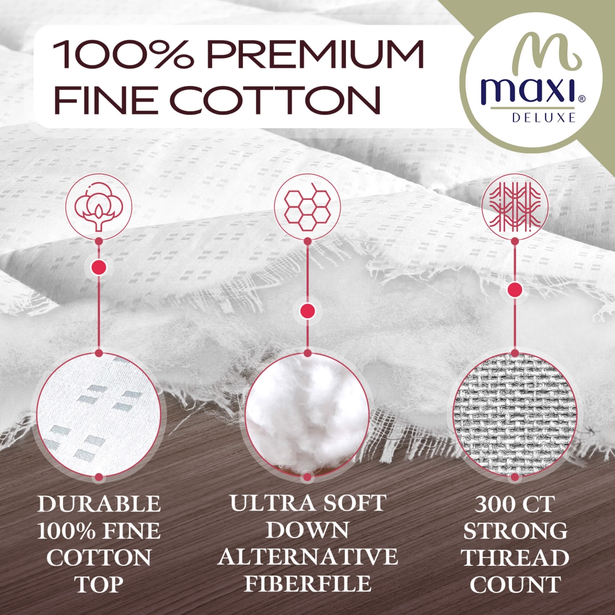 Maxi 100% Cotton Breathable Down Alternative Mattress Pad
