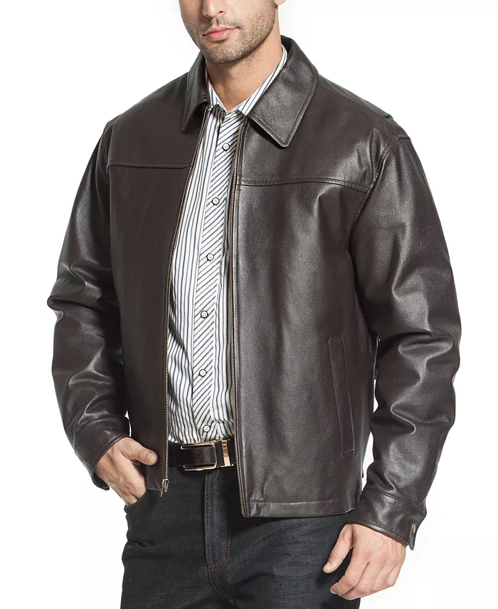 Men's Men Greg Open Bottom Zip Front Leather Jacket - thumbnail 2