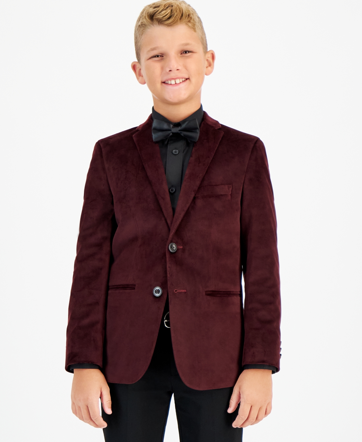 Michael Kors Kids' Big Boys Silver Slim Fit Stretch Suit Jacket In Burgundy