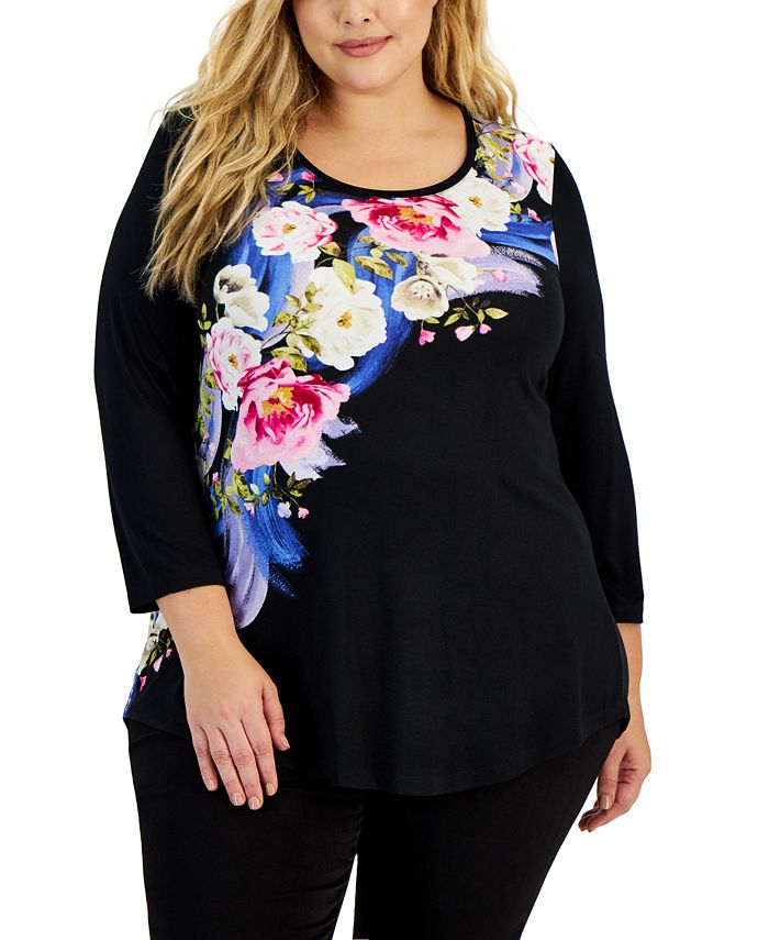 JM Collection Plus Size Bianca Blend Top, Created for Macy's - Macy's