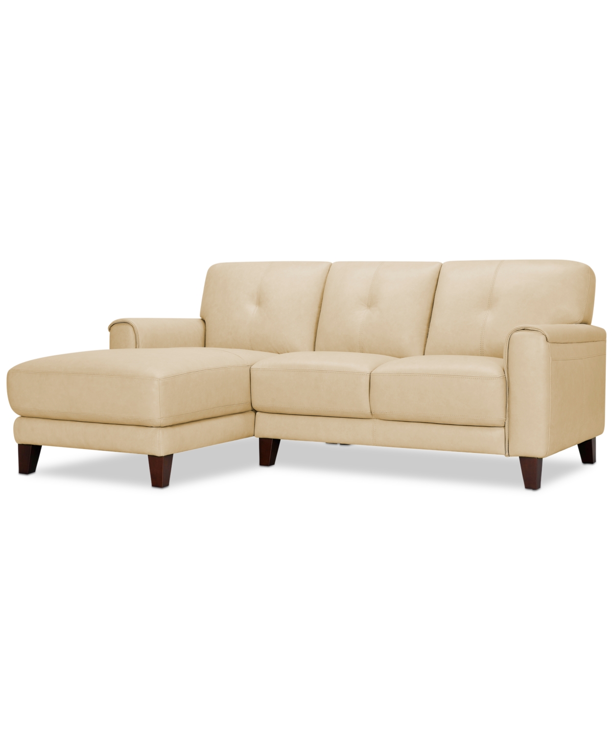 Macy's Ashlinn 86" 2-pc. Pastel Leather Sectional, Created For  In Butter Yellow