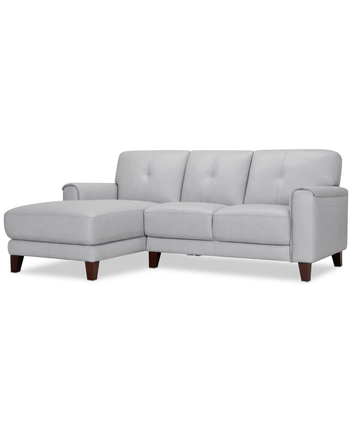 Macy's Closeout! Ashlinn 86" 2-pc. Pastel Leather Sectional, Created For  In Grey Mist