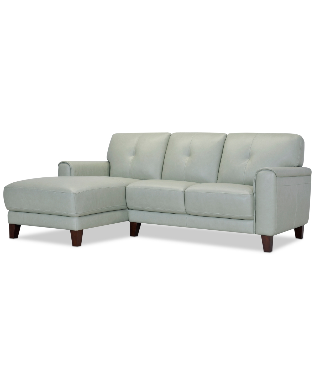 Macy's Ashlinn 86" 2-pc. Pastel Leather Sectional, Created For  In Mint Green