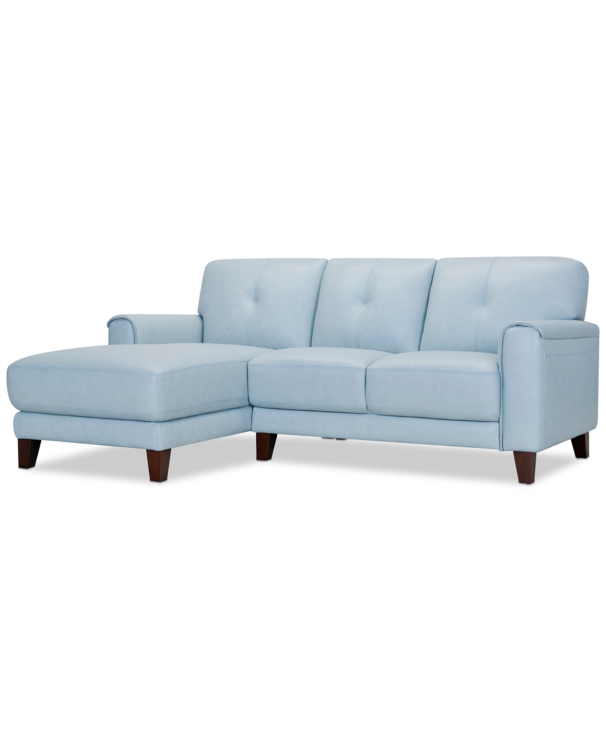 Macy's Closeout! Ashlinn 86" 2-pc. Pastel Leather Sectional, Created For  In Sky Blue