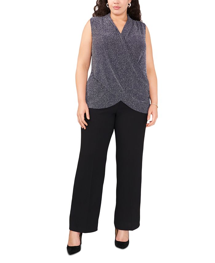 MSK Plus Size Crossover Sleeveless Surplice Top Macy's