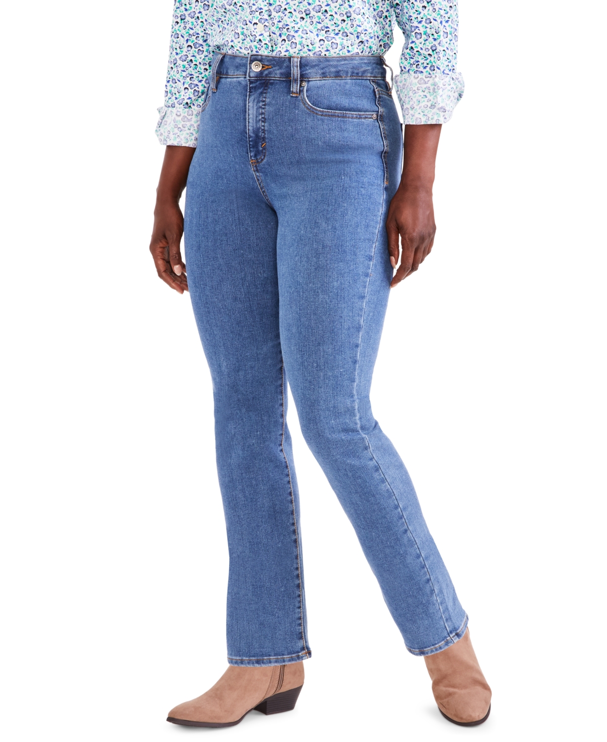 Shop Style & Co Women's High Rise Straight-leg Jeans, Regular, Short And Long Lengths, Created For Macy's In Dark Indigo