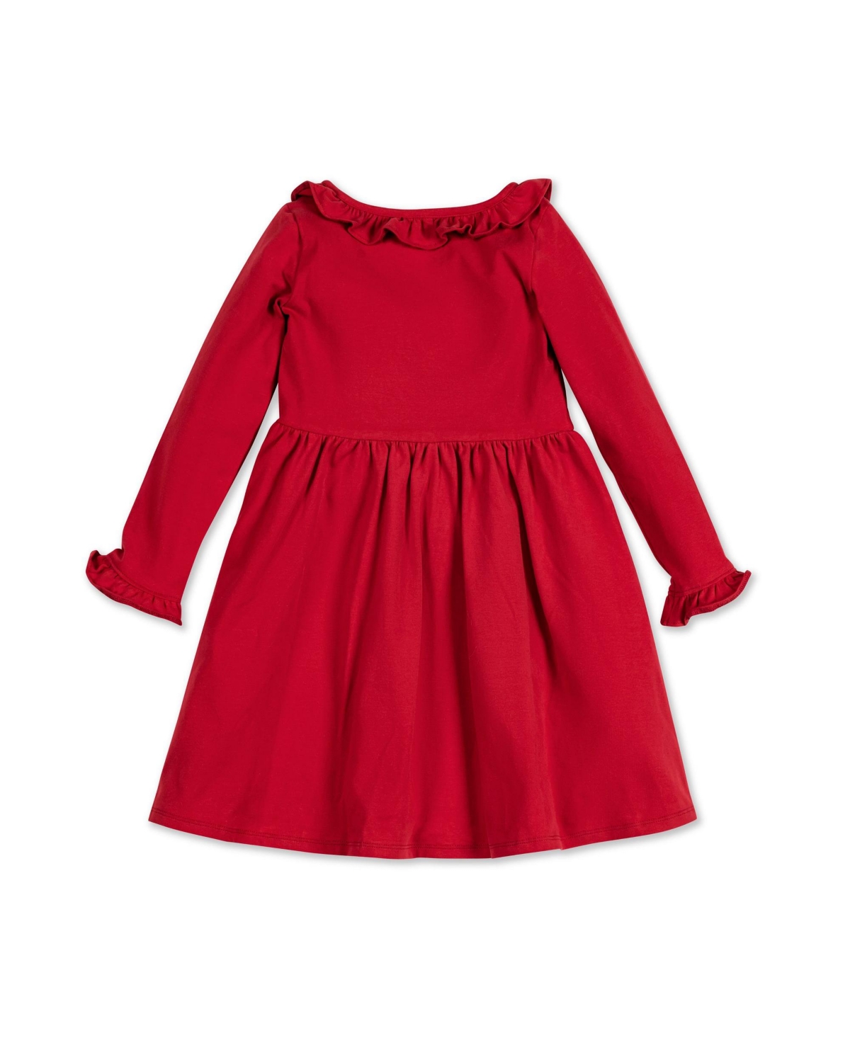 Hope & Henry Big Girls Long Sleeve Ruffle Trim Knit Dress