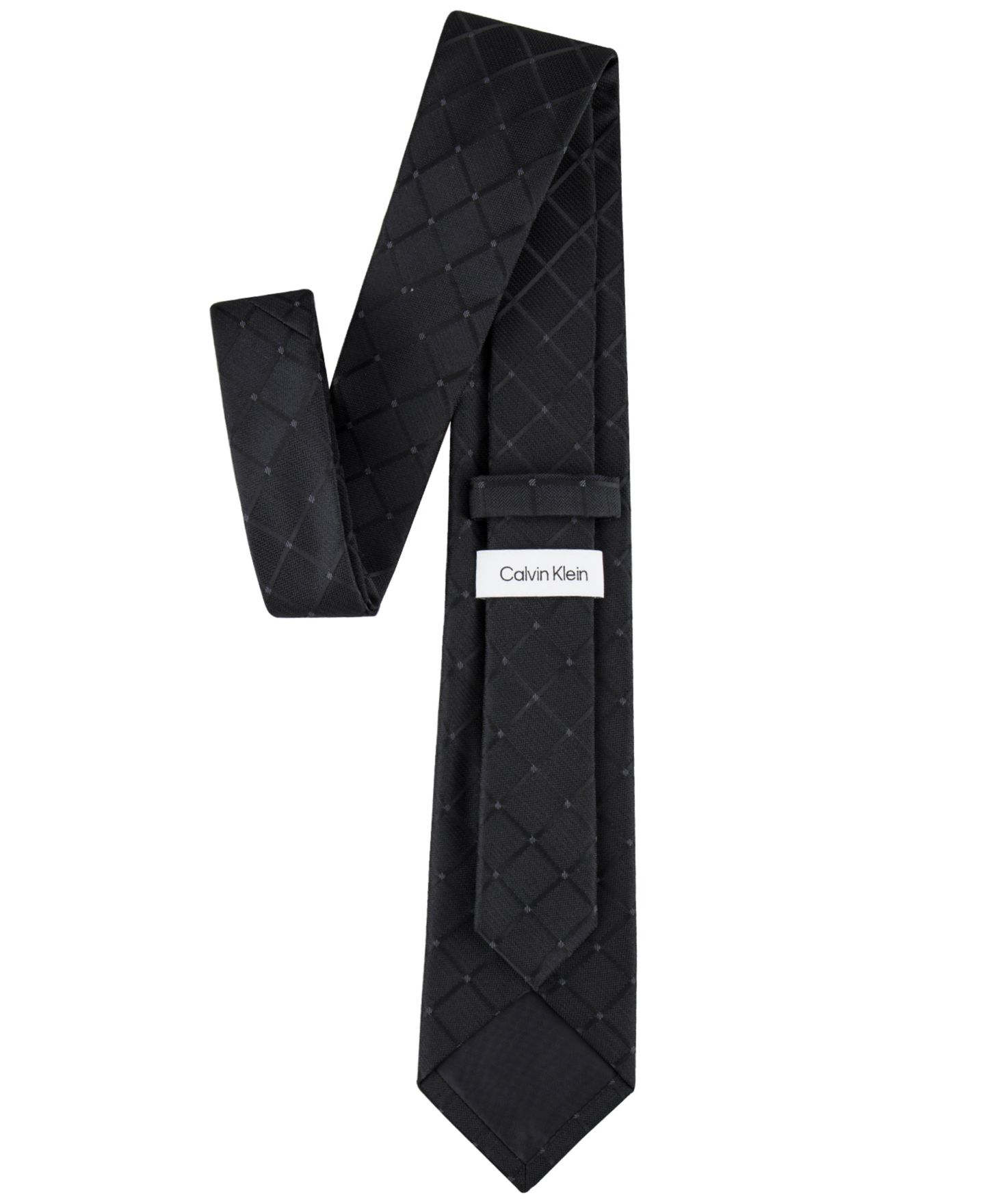 Мужские галстуки Calvin Klein Herringbone Grid Tie, цвет: Чёрный — фото 3