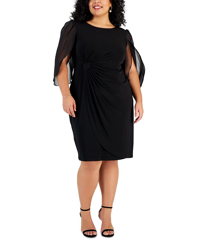 Connected Plus Size Chiffon-Sleeve Sheath Dress - Macy's
