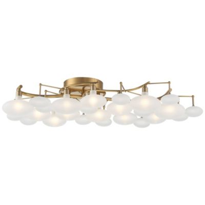 Warm Brass 12-Light Frosted Glass Shade 30.25" Wide Modern Fixture Ceiling Light Semi Flush Mount