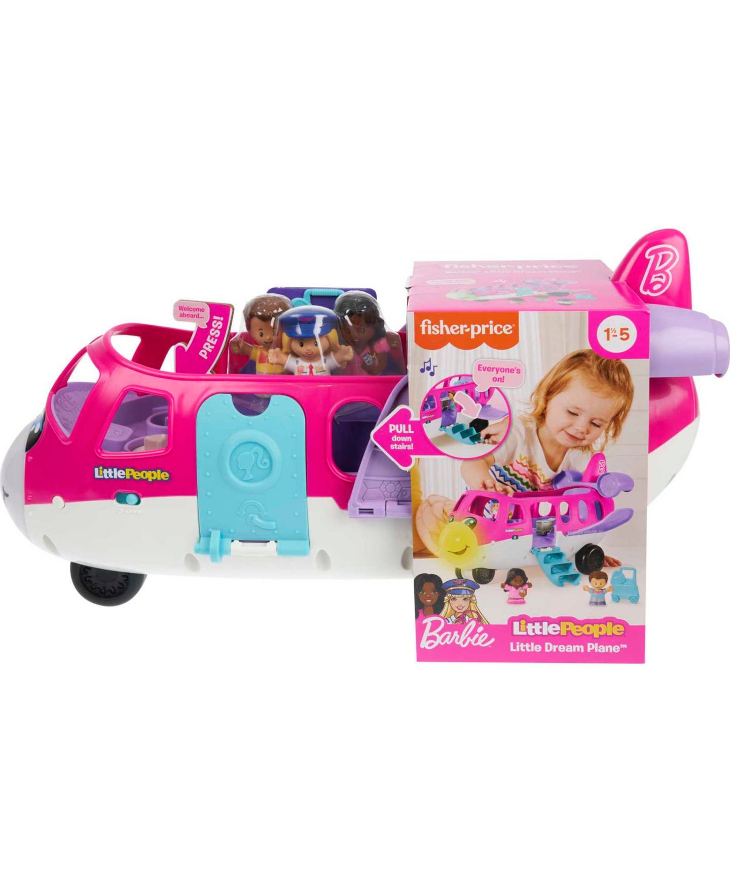 Детский игровой набор Fisher Price Fisher-Price Barbie Little Dream Plane Light-Up 5-Piece Playset, Ages 18 months-5 years — фото 3