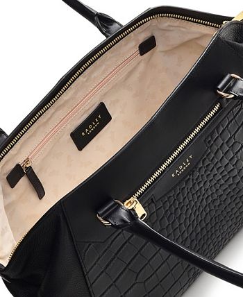 Borsa A Mano Piccola Radley London Upper Grove In Pelle Martellata Nera, Con Tracolla E Ciondolo Scottie