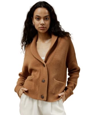 Women's Wool Knit Shawl Collar Cardigan