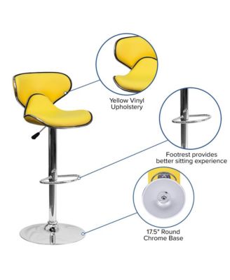 Contemporary Cozy Mid-Back Vinyl Adjustable Height Barstool