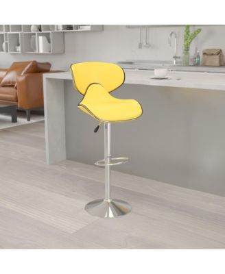 Contemporary Cozy Mid-Back Vinyl Adjustable Height Barstool