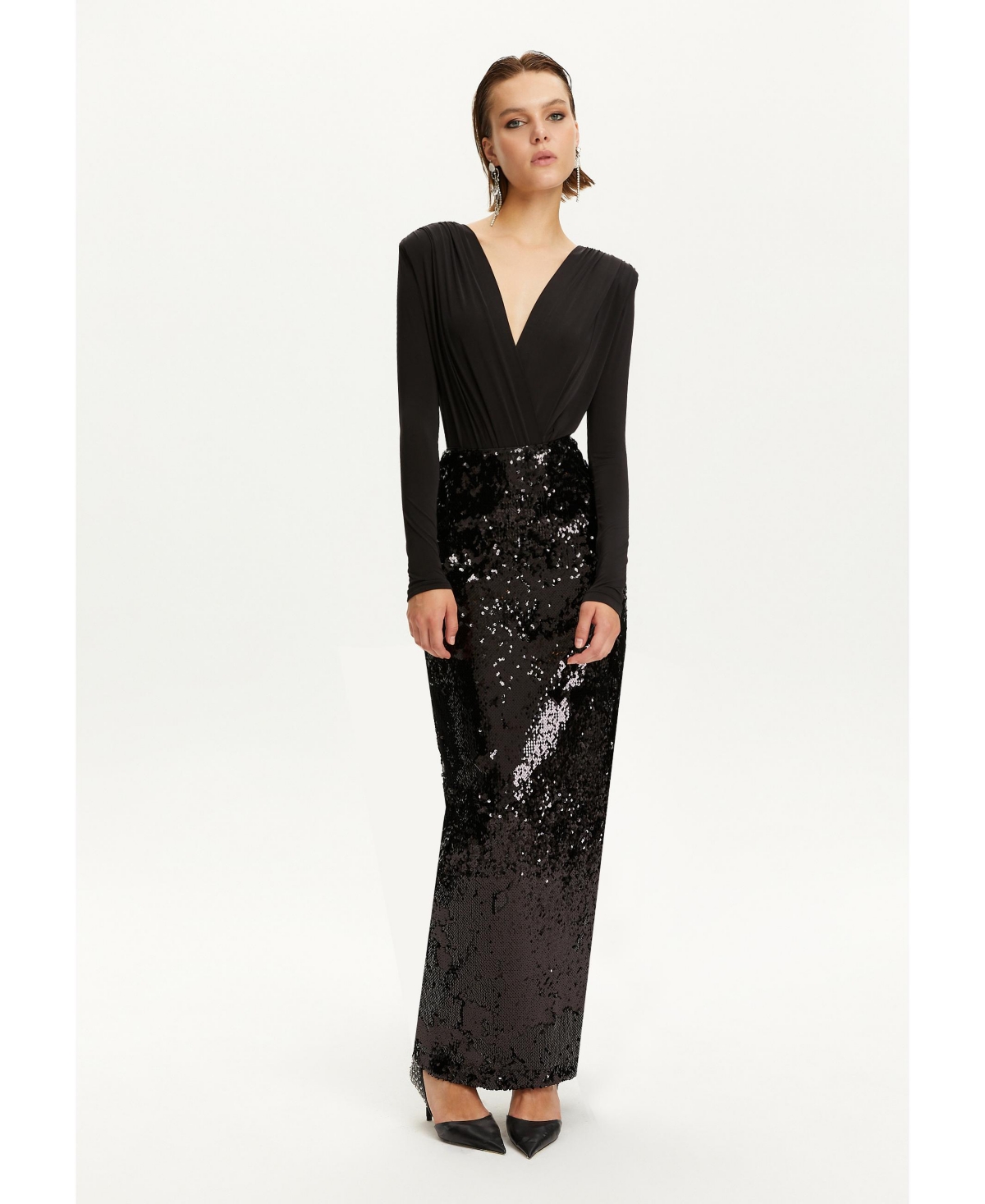 Nocturne Women's Sequined Maxi Skirt