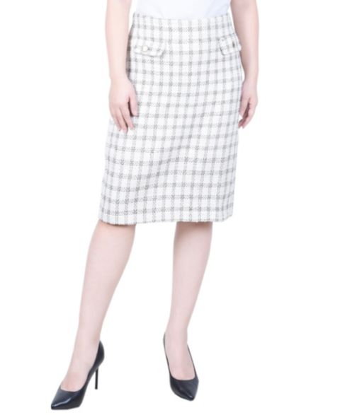 Женская юбка NY Collection Petite Slim Tweed Double Knit, цвет: Белое золото
