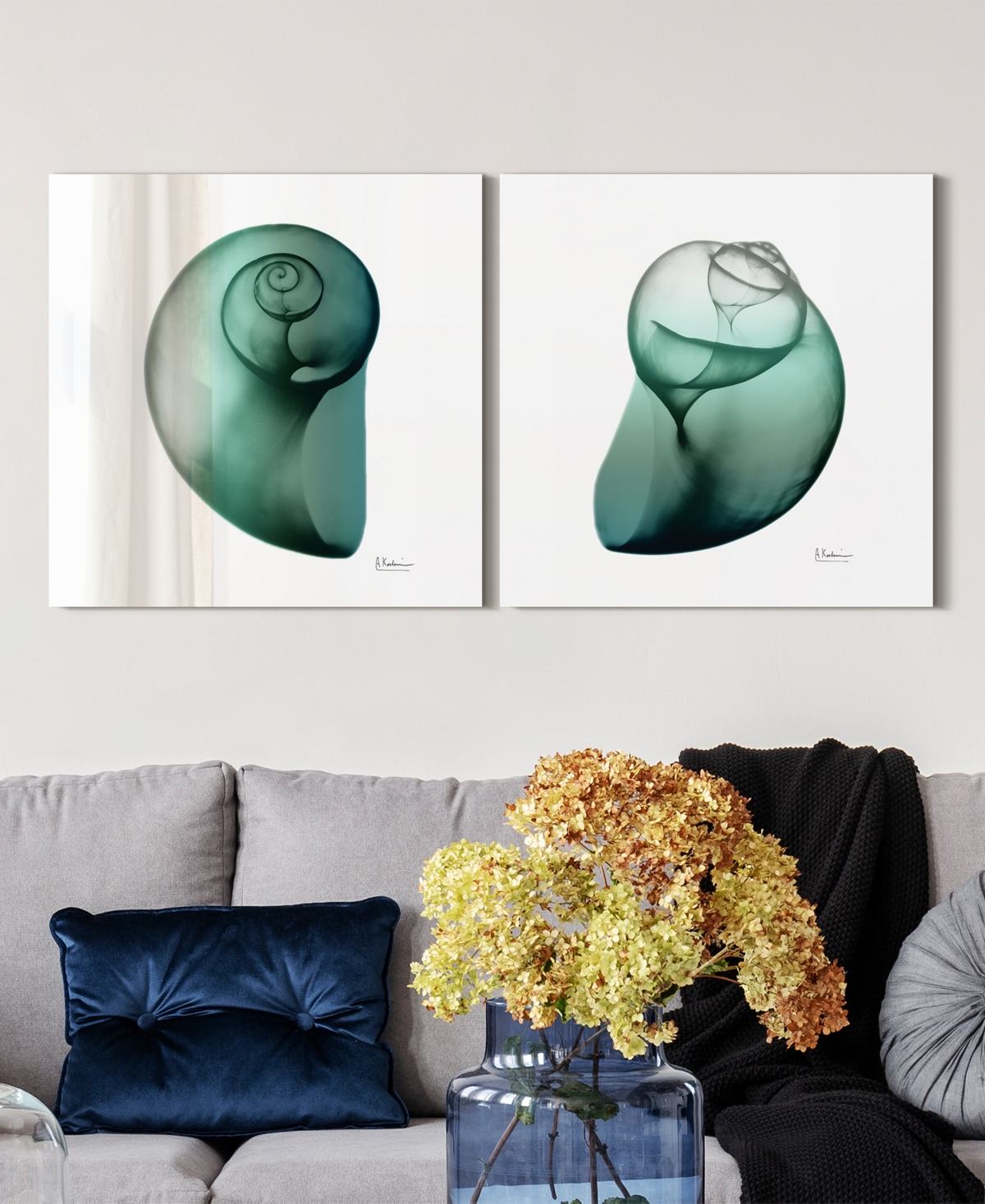 Empire Art Direct Shimmering Snail I Ii Frameless Free Floating Tempered Glass Panel Graphic Wall Art, 24" X 24" X 0.2 In Green