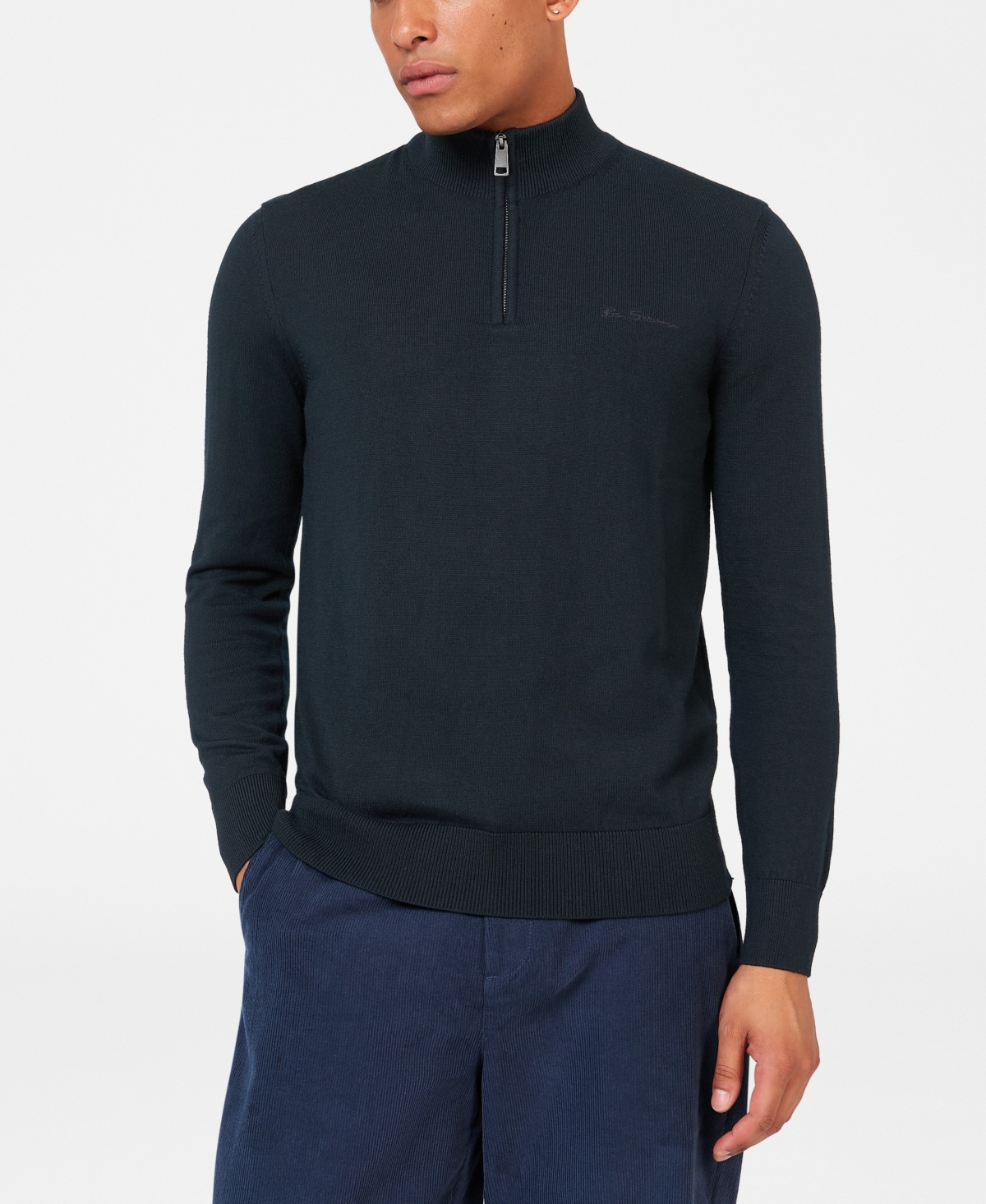 Shop Ben Sherman Men's Merino Half Zip Sweater In Black