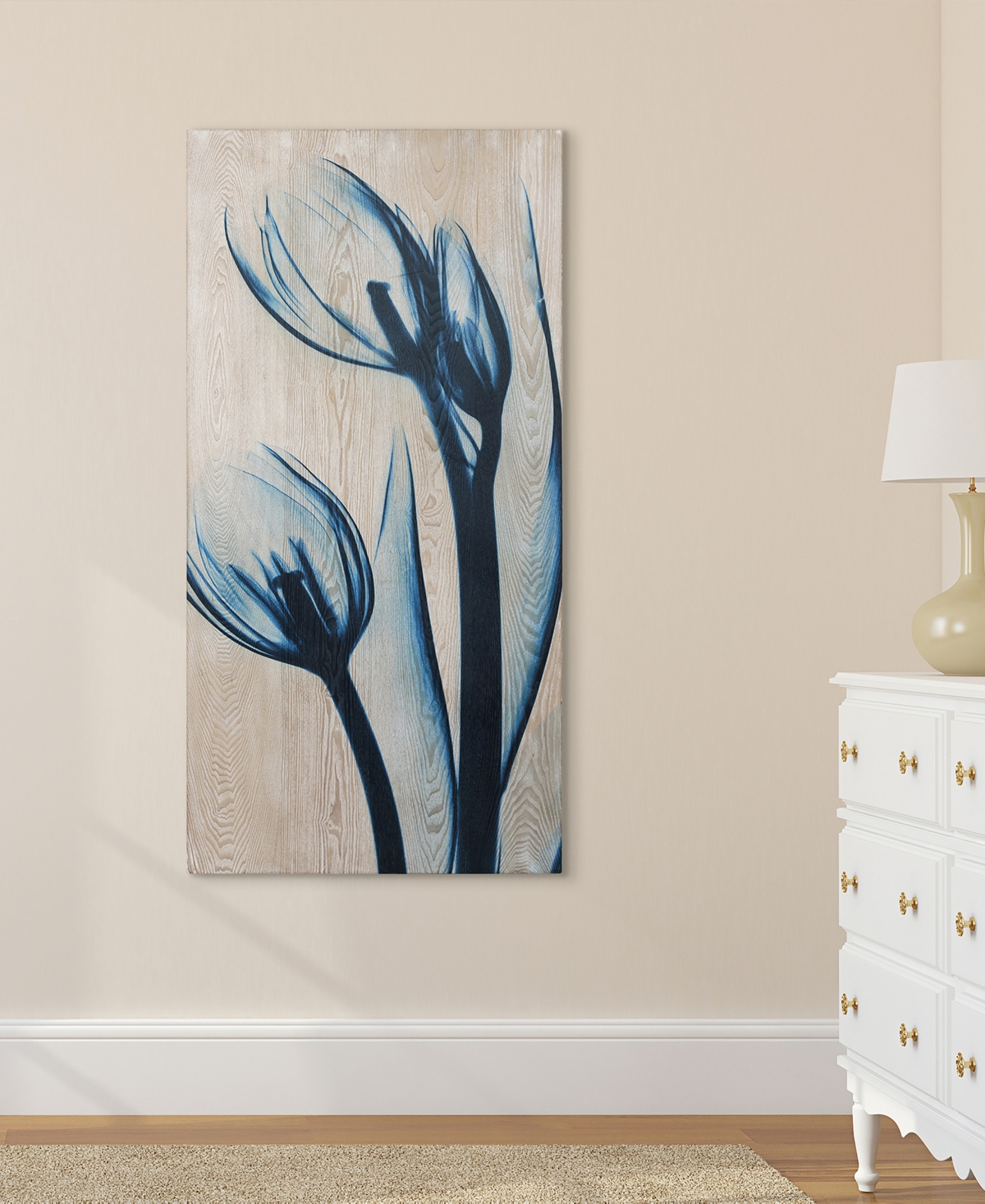Shop Empire Art Direct Tulips Fine Radiographic Photography Hi Definition Giclee Printed Directly On Hand Finished Ash Wood In Blue