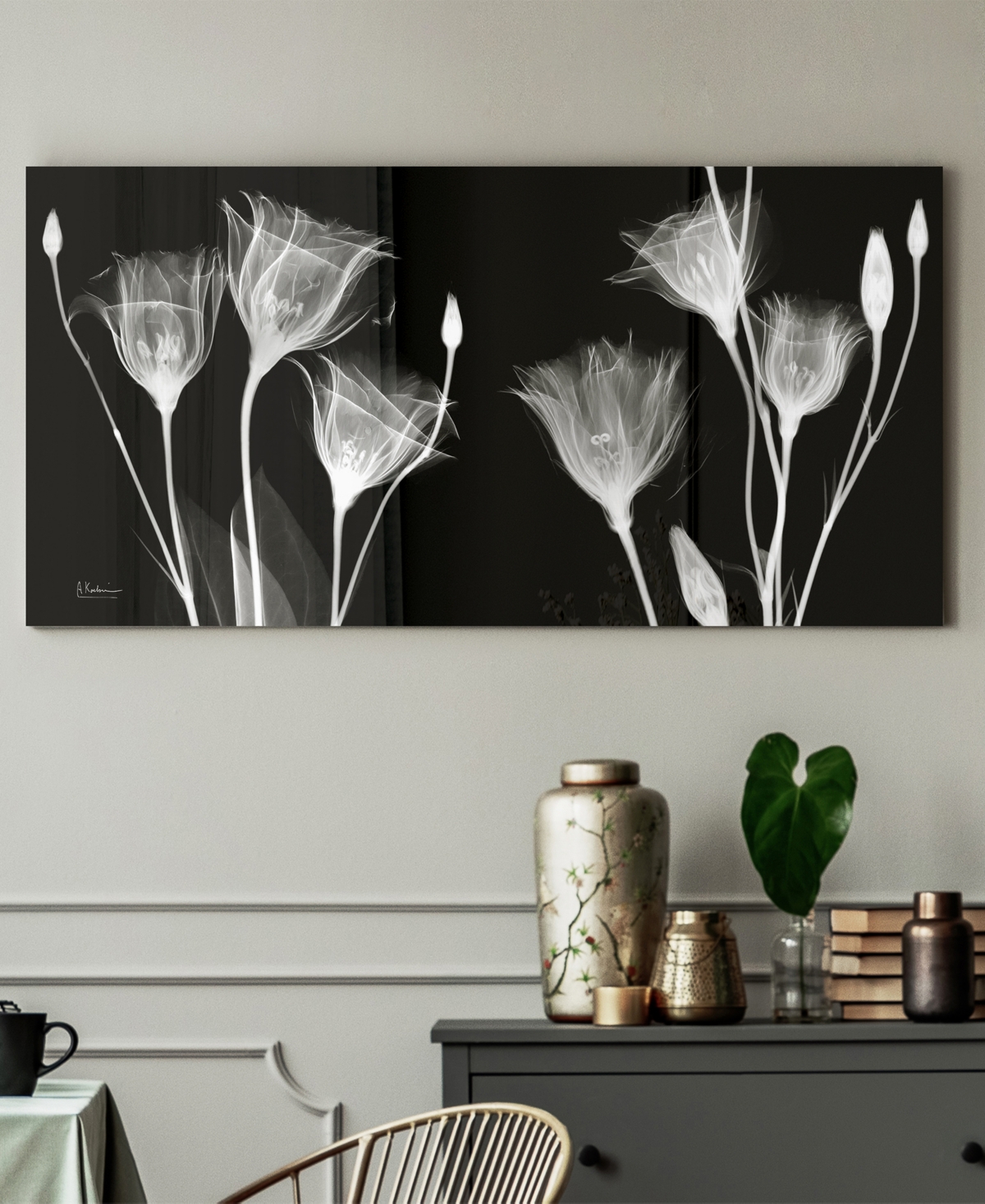 EMPIRE ART DIRECT "GENTIAN X-RAY" FRAMELESS FREE FLOATING TEMPERED GLASS PANEL GRAPHIC WALL ART, 24" X 48" X 0.2" 