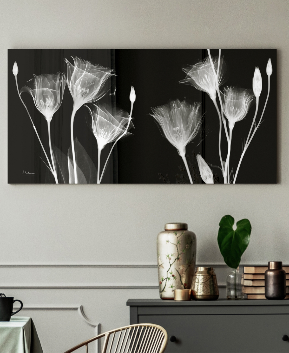 Shop Empire Art Direct "gentian X-ray" Frameless Free Floating Tempered Glass Panel Graphic Wall Art, 24" X 48" X 0.2" In Black,white