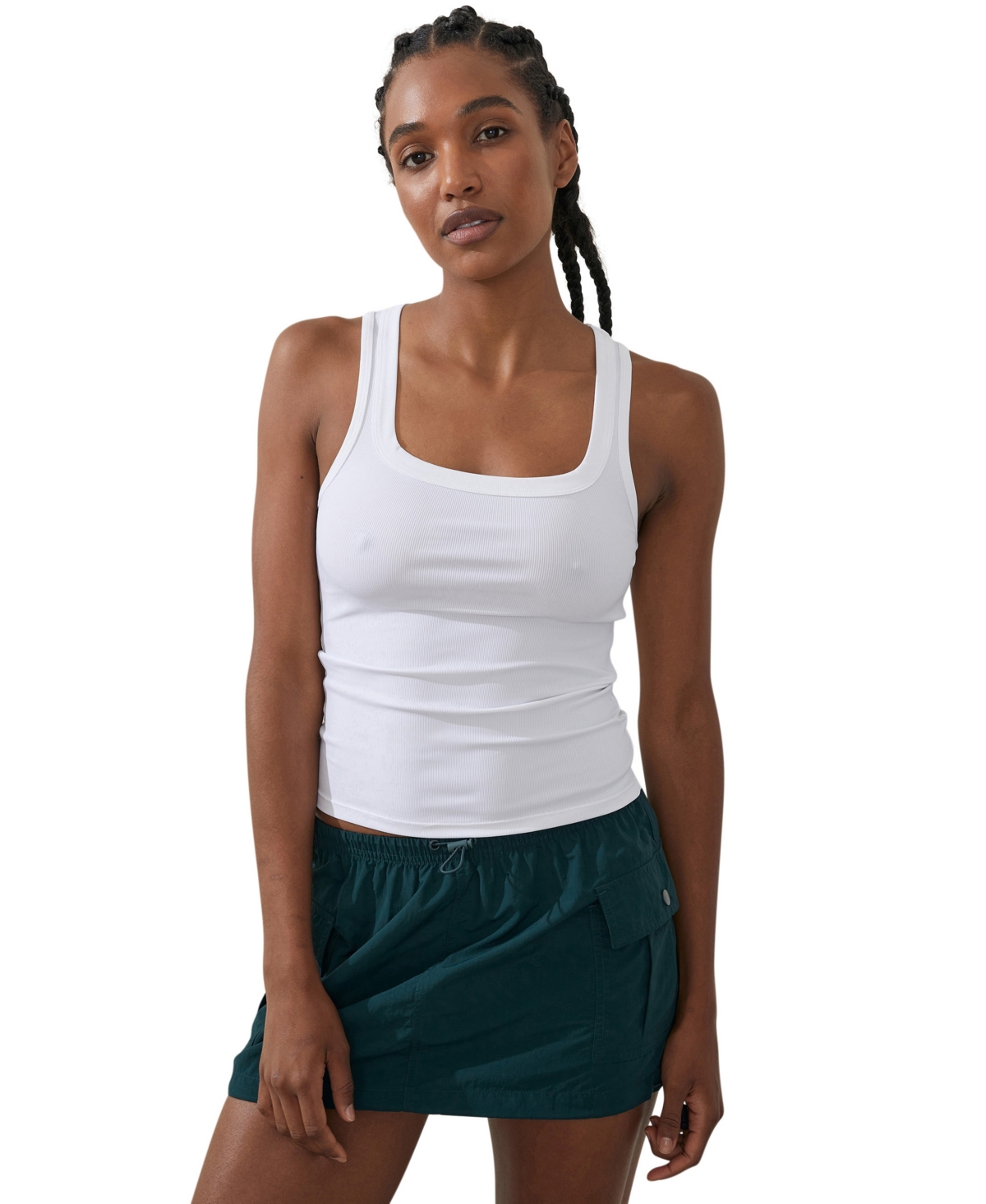 Cotton On Women's Active Rib Scoop Tank In White