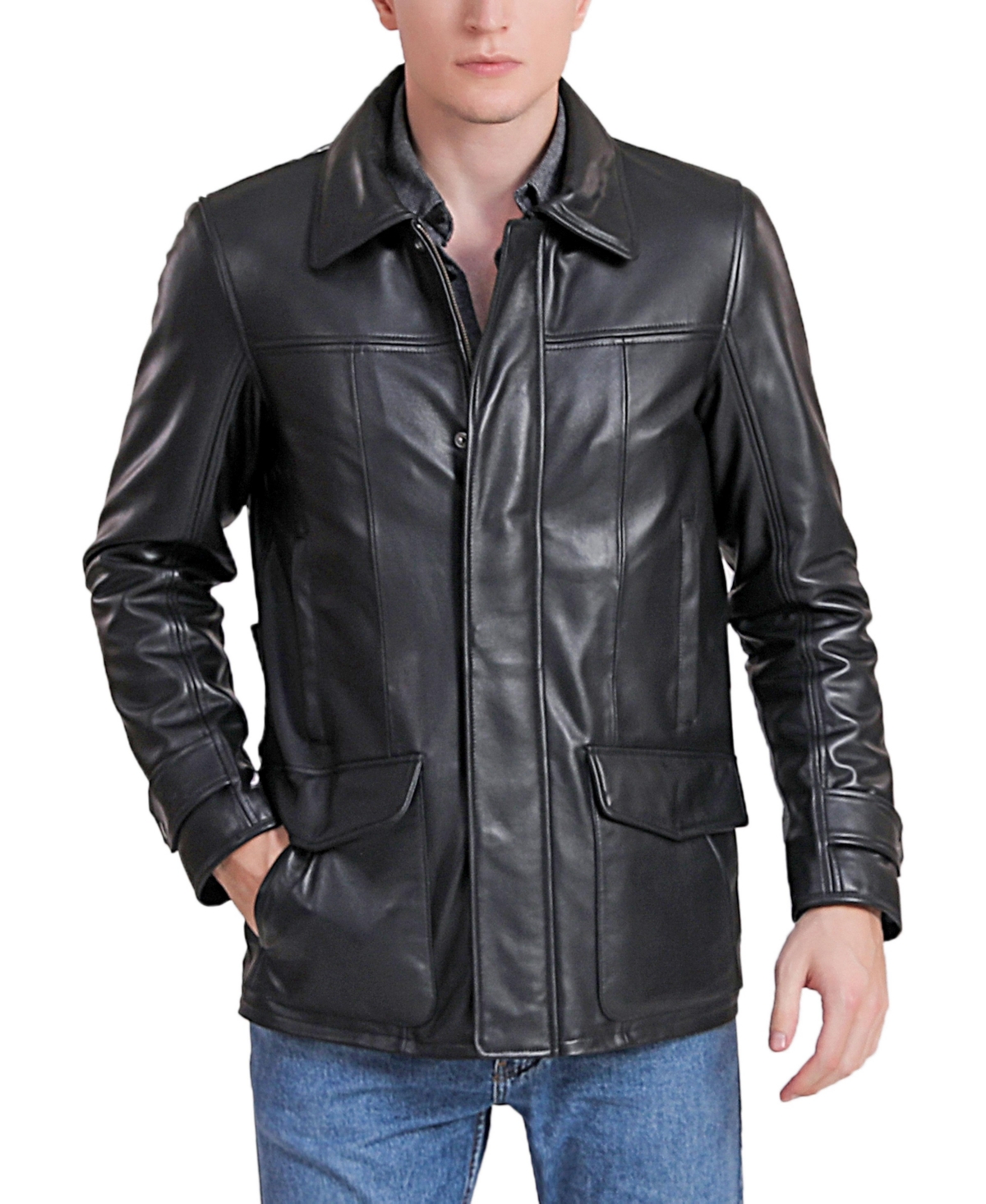 Bgsd Men Hunter Leather Coat - Black