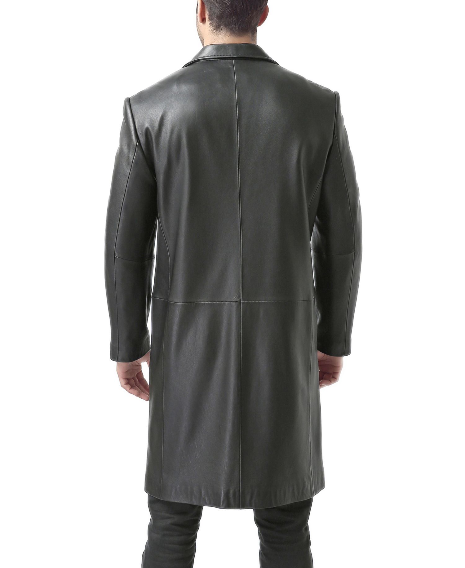 Men's Classic Leather Long Walking Coat