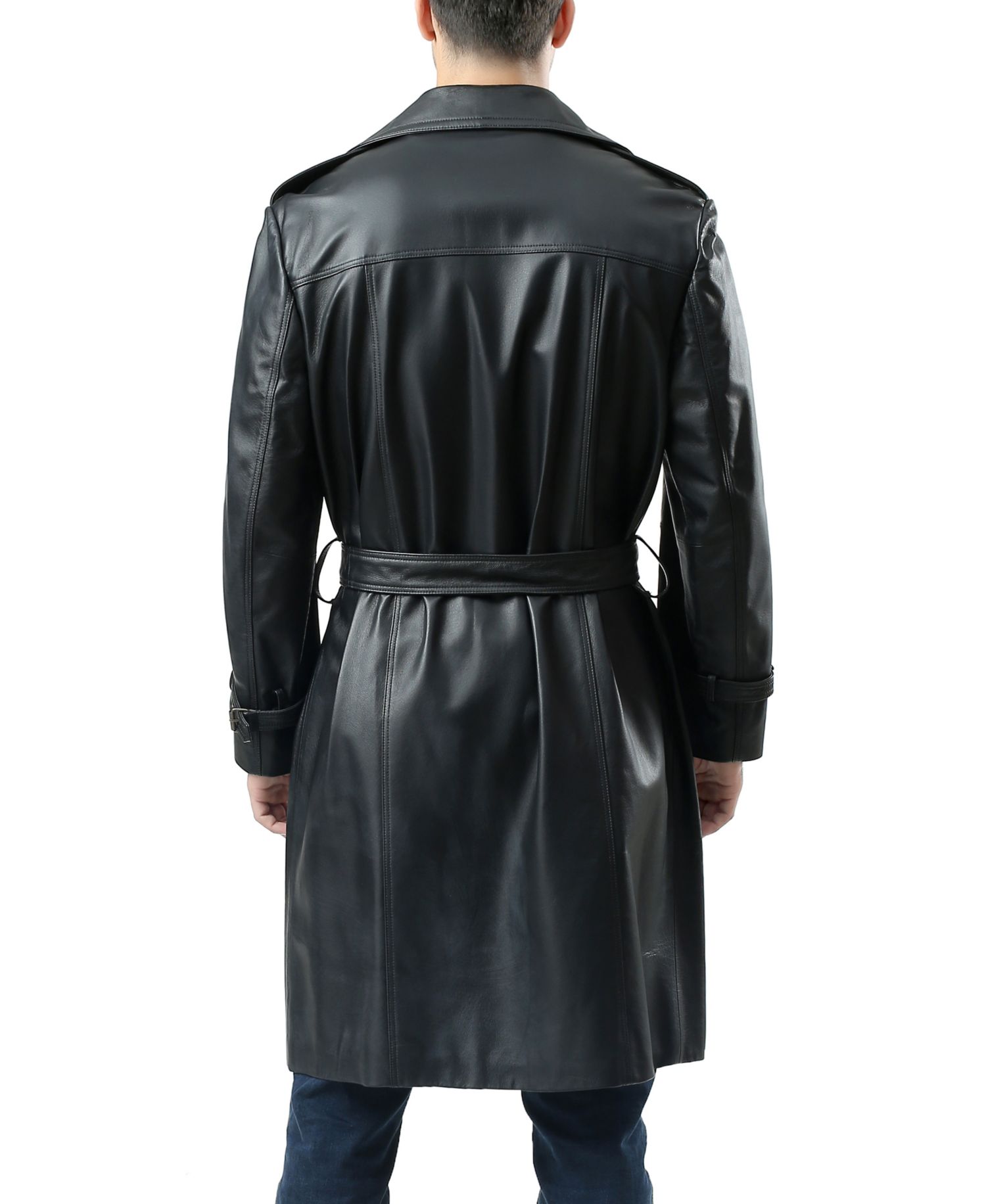 Men's Men Xander Classic Leather Long Trench Coat