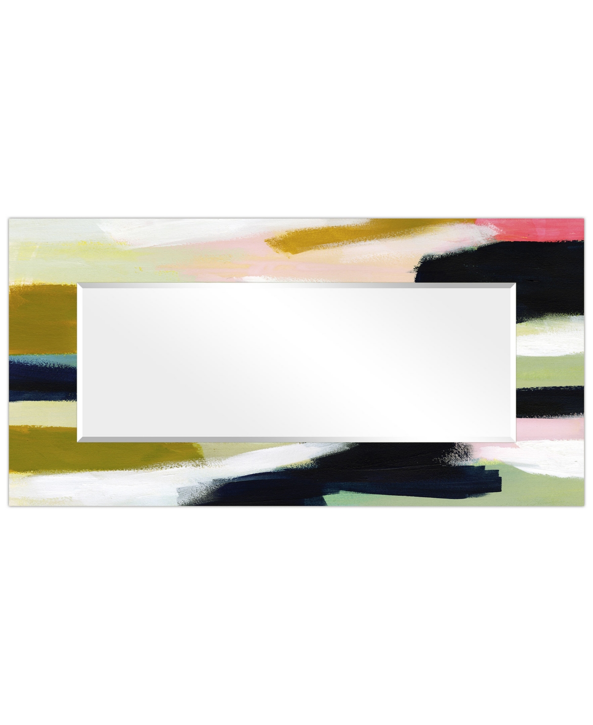 Shop Empire Art Direct "sunder Ii" Rectangular Beveled Mirror On Free Floating Printed Tempered Art Glass, 72" X 36" X 0.4" In Multi-color