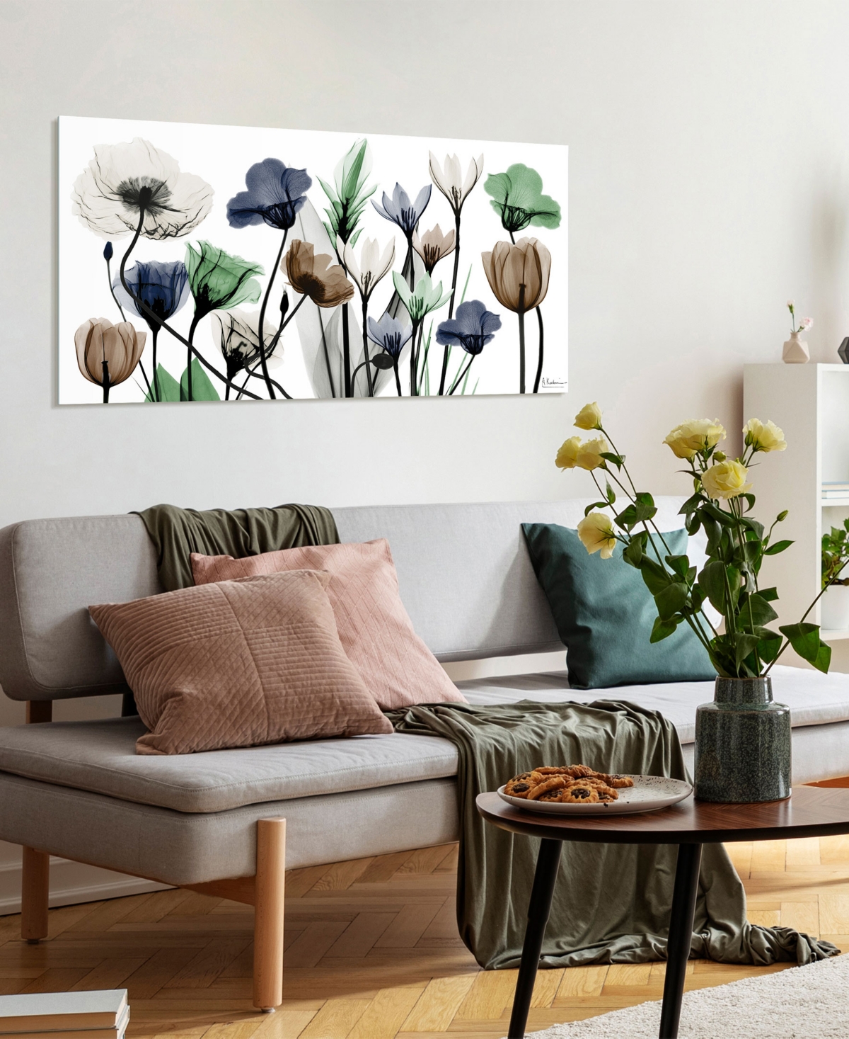 EMPIRE ART DIRECT "FLORAL LANDSCAPE" FRAMELESS FREE FLOATING TEMPERED GLASS PANEL GRAPHIC WALL ART, 24" X 48" X 0.2" 