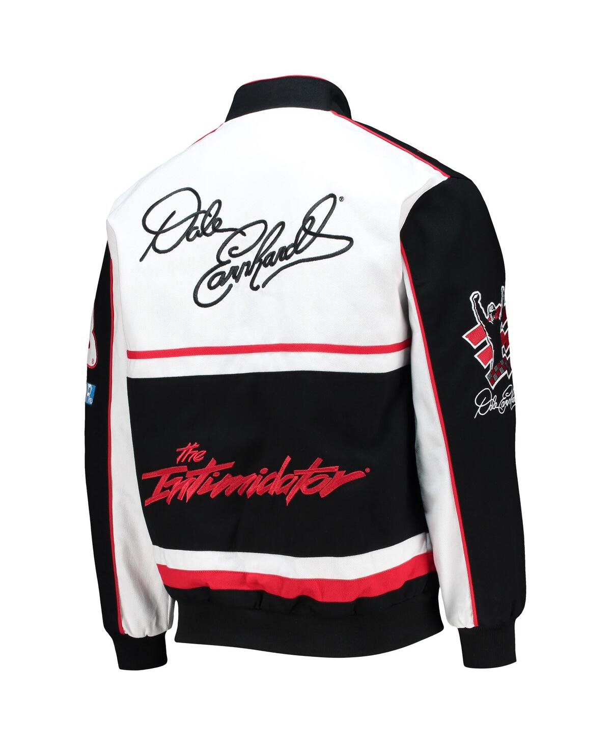 Shop Jh Design Men's  Black, White Dale Earnhardt Twill Uniform Full-snap Jacket In Black,white