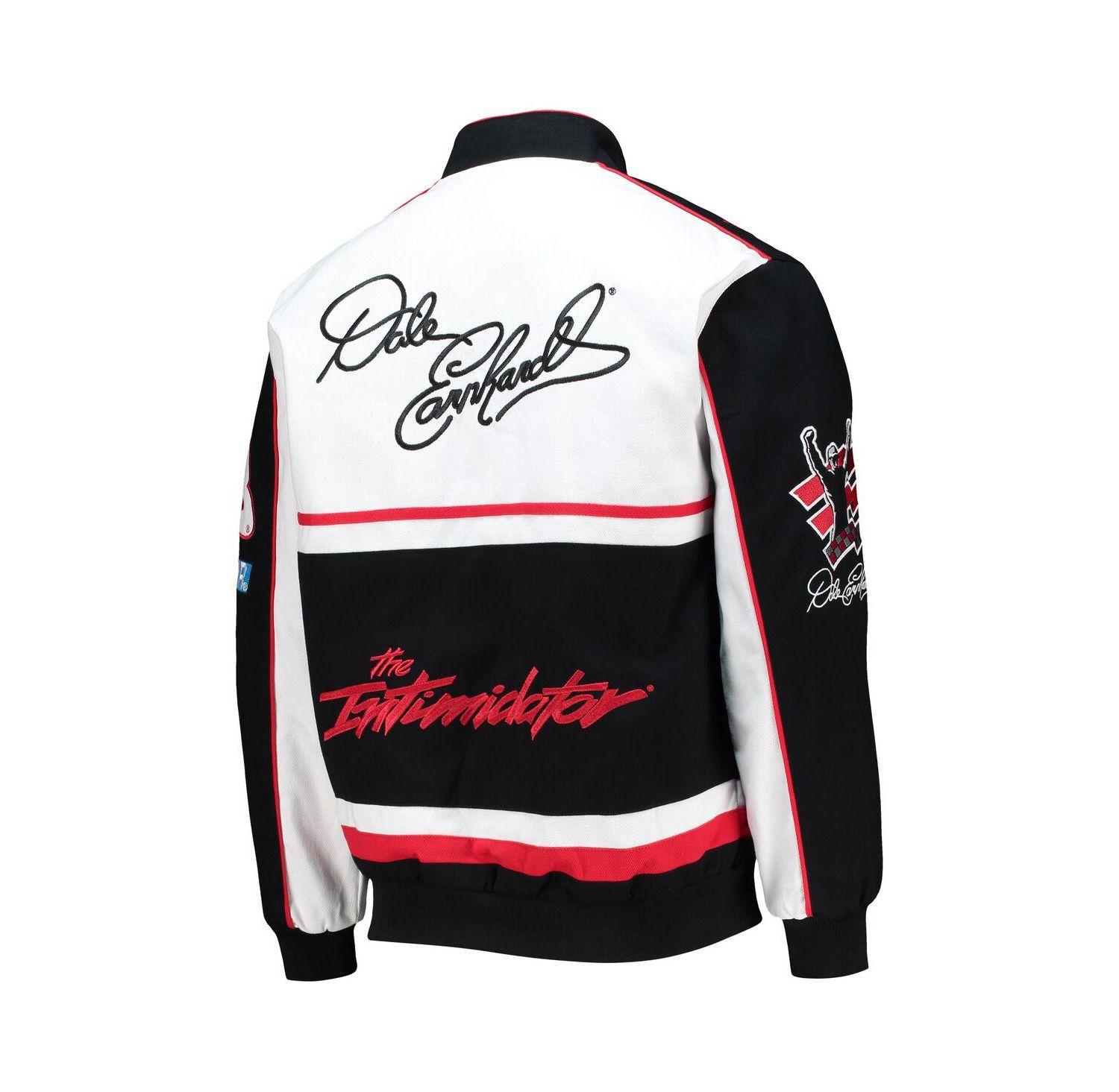 Men's Black, White Dale Earnhardt Twill Uniform Full-Snap Jacket